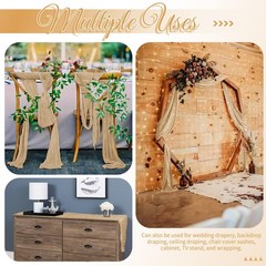 25 Pack Beige Table Runner 17 x 108inch Cheesecloth Table Runner Boho Gauze T…