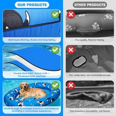 pdpdoc 61″x 43″ Dog Pool Float Raft with Handle & Rope, Heavy Duty Inflatable…