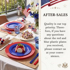 Red White Blue Plastic Plates & Silverware Set