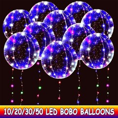 10/20/30/50PCS Clear LED BOBO Balloons Light Up Xmas Birthday Party Decoration