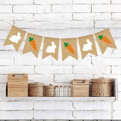 Burlap Rabbit Radish Garland Banners, Bunny Burlap for Easter Decorations Hom…