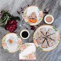Bohemian Floral Disposable Tableware Set – Perfect for Weddings & Showers
