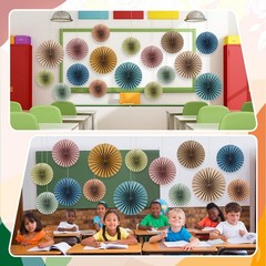 18 Pcs Boho Hanging Fans Decor Back to Fans Round Garlands Bulletin Board Cla…