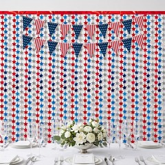 4 Pack Red White Blue Star Party 3.3 x 6.6 feet, Red, White, and