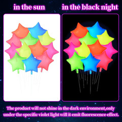 12Pcs Glow in the Dark Party Supply Neon Star Balloons Kit Star Shaped Neon Foil