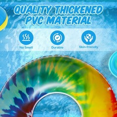 3 Pcs Large Pool Floats for Adults, 47.24 Inch Tie Dye Inflatable Pool Tubes,…