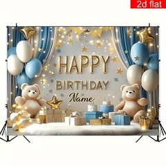 2D Flat Banner 1pc Customizable Name Birthday Party Banner Photography Backdrop☋