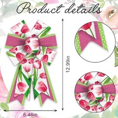 Hying 2 Pieces Spring Flowers Bows for Wreath, Style 2: 2pcs Smaller Tulips