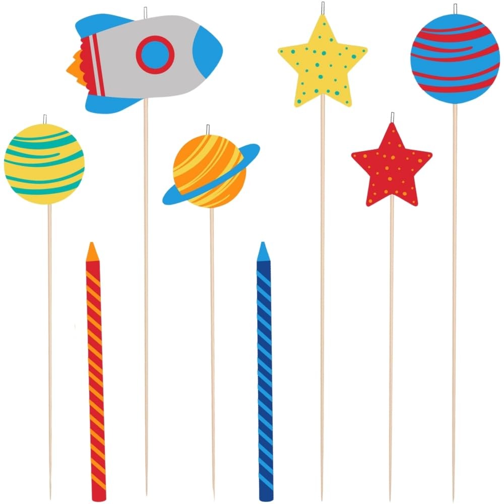 Multicolor Blast Off Birthday Candle Mix – 8-Piece Set, 2 Spiral 8-pk, Colour