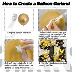 Black and Gold Balloon Arch Kit, Black White Gold Balloons Garland Kit, Star …