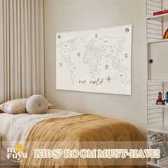 World Map for Kids Canvas Banner – World Maps for Wall, Kids Room Wall Decor,…