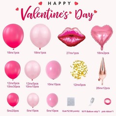 Valentines Balloon Arch Garland Kit Pink Heart Star Foil Balloons Party Supplies