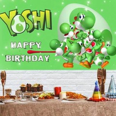 Yoshi Happy Birthday Backdrop Banner Photo Cartoon Vinyl Party Decor 5x3ft