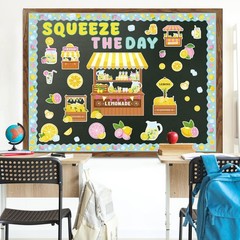 Lemon Bulletin Board Decorations Lemonade Stand Squeeze The Day Cutouts Set