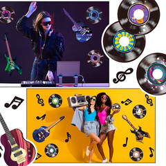 40 Pcs Music Party Decorations Musical Notes Rock and Roll Record Cutouts Silhou