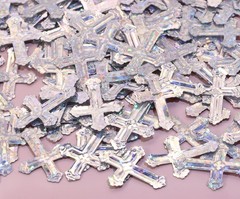 520Pcs Cross Table Confetti Decor Glitter Table Confetti Cross Decoration for B