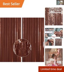 Reusable Foil Tinsel Curtains – 3.3×6.6 ft Brown Backdrop for Parties & Weddings