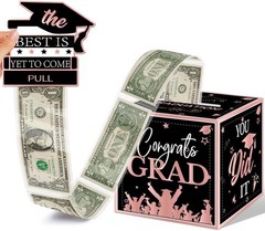 2026 Graduation Party Decorations Pink and Black Graduation Money Box for Cas…
