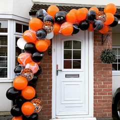 Aiwolf Halloween Balloons Black Orange Balloons Set 50Pcs 12Inch Black White