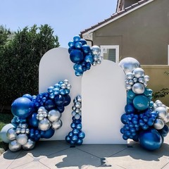Blue Silver Balloons, Pearl Navy Blue Balloons Metallic light Blue and Silver…
