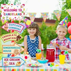 20 Pieces Candyland Decorations Welcome to Signs Candy Party…