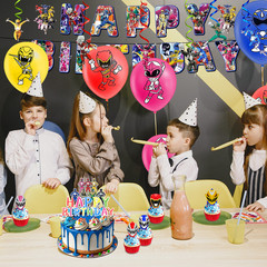Power Rangers Birthday Party Decor Set Balloons Banner Cupcake Topper for Kids