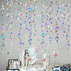Iridescent Paper Leaf Snowflakes Garland Mermaid Birthday Tea Party Hanging