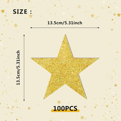 100 PCS Glitter Gold Five Star Cutouts Paper Stars Confetti Cutout Gold Star Cut