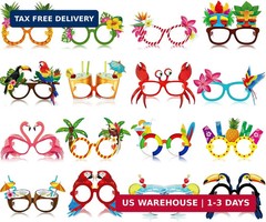 32 Pack Beach Pool Party Eyeglasses Decor Summer Luau Paper Glasses Bulk Hawaiia