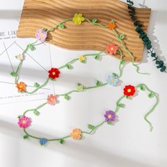 Handmade Crochet Flower Garland, Knitting Wool Spring Bunting Floral Ornaments,