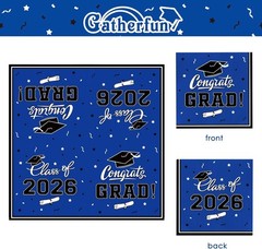 2026 Graduation Party Essentials – Blue Disposable Plates & Napkins Set for 50