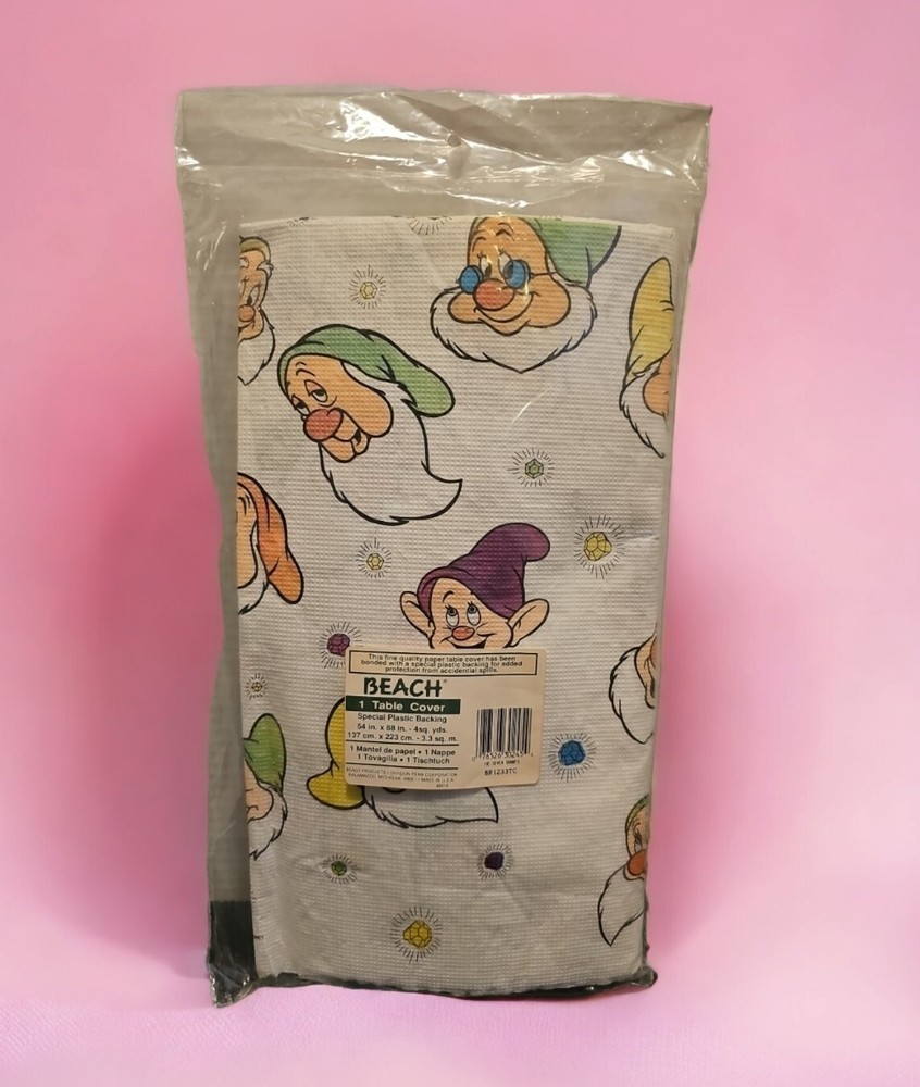 Vintage Snow White Seven Dwarfs Cloth Tablecloth By Beach
