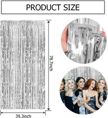 2 Pack Silver Backdrop Curtain Party Decorations Foil Fringe Backdrop Silver …