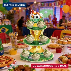 Soccer Birthday Party Decorations 3 Tier Cupcake Stand World Cup Trophy 2026 Foo