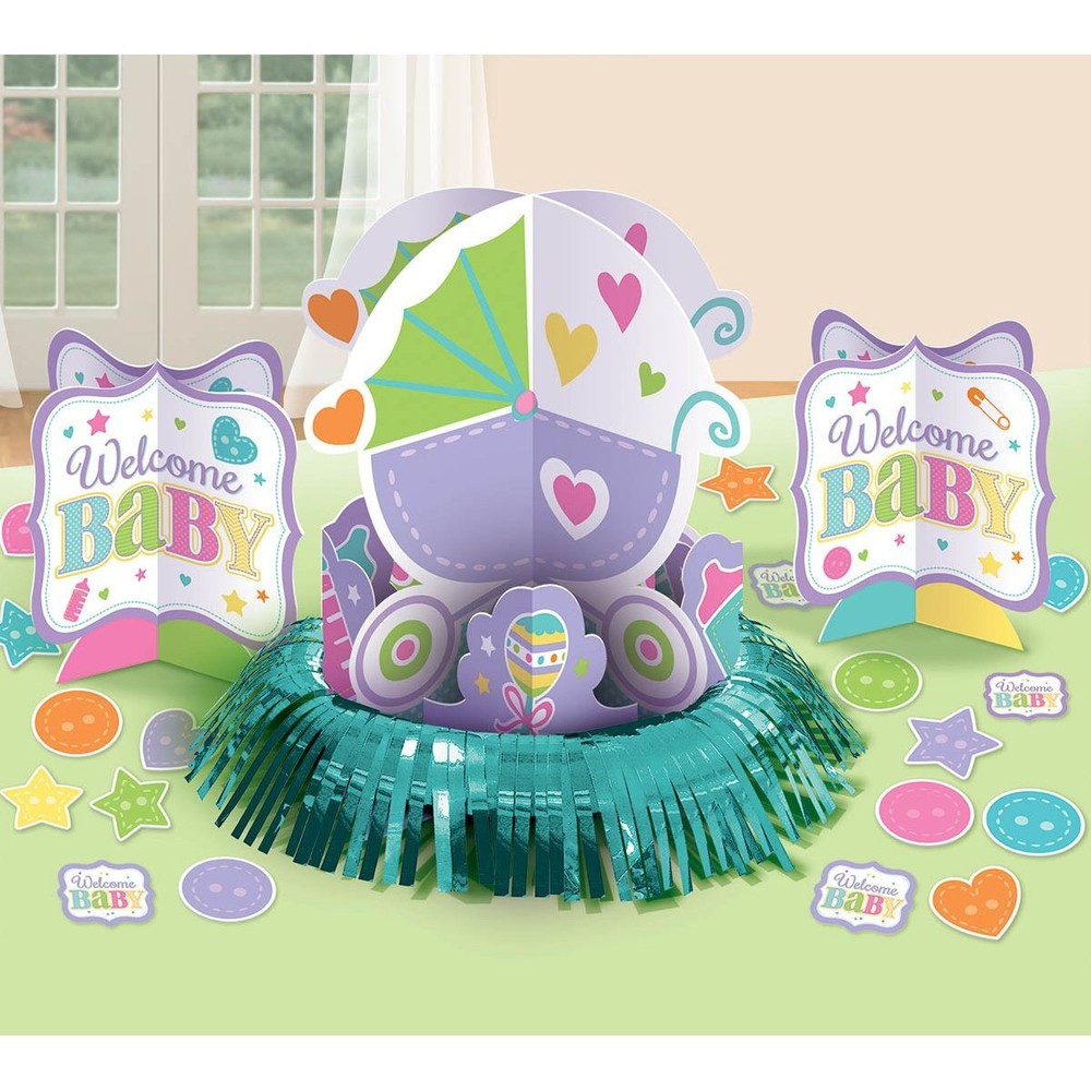 Baby Brights Chevron Stripes Modern Cute Baby Shower Party Table Decorating Kit