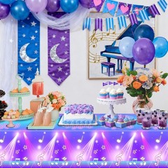 Magical Music Themed Table Covers 54×108 Inch for Birthday Party Supplies