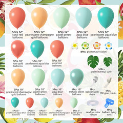 Tropical Balloon Garland Arch Kit, 12″10″5″ Rose Gold Blush Blue Balloons Artifi
