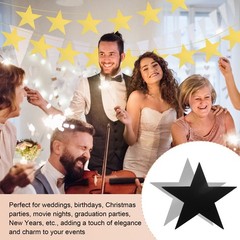 24 Pcs Stars Cutouts, 6 Inch Double Printed Paper Stars, Silver/Black