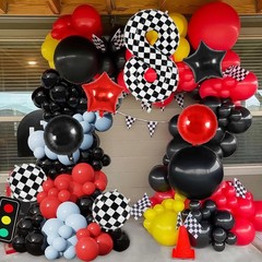 Checkered Number 8 Balloon, 40 Inch Large Foil Race Car Number Balloons, Big …