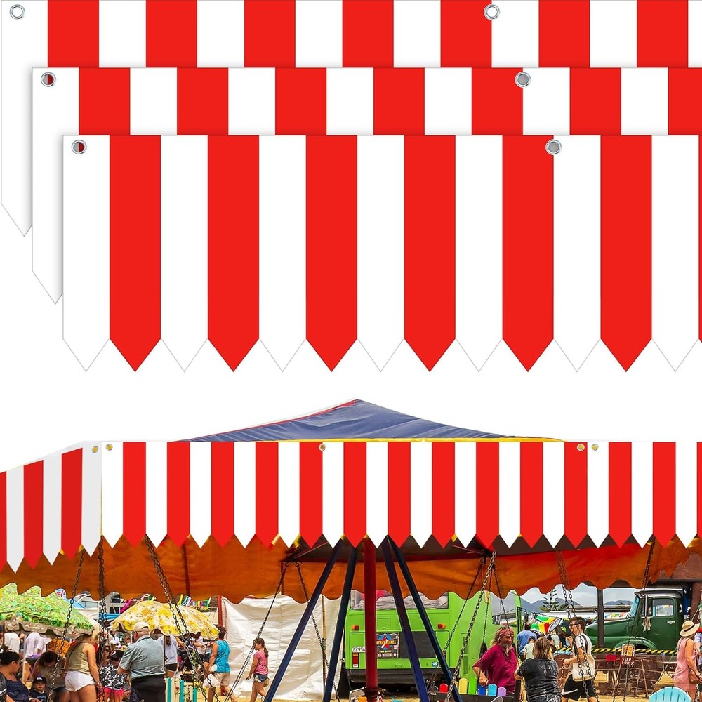 Carnival Tent Circus Theme Party Decorations White and Red Striped Red,