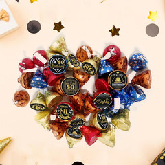 Years Old Happy Birthday Round Candy Sticker – 80th Birthday Party Decor-Black G