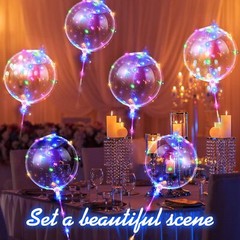50PCS LED Light Up BoBo Balloons 20in Party Birthday Transparent Bubble Balloon