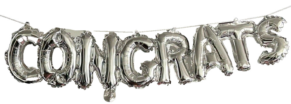 Inflatable CONGRATS Decoration Party Decor Graduation Baby Retirement Silver