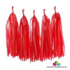 Neon UV Reactive Red Paper Tassels 5pk Dance Disco Party Garland Banner Decor