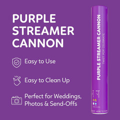 2 Pack Streamer Cannon Confetti Poppers | Biodegradable Purple Confetti | | Lau