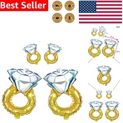 Diamond Ring Balloon Set 4 Mylar Foil Bridal Shower Bachelorette Wedding Deco…