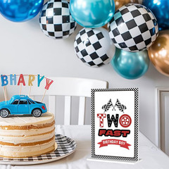 Speed Limit 2 Sign Set for Boys Birthday Party, 5×7 Acrylic Decor, Racing Theme