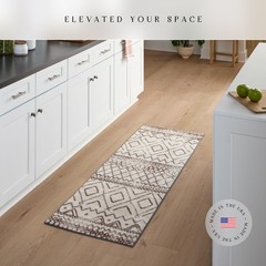 Maples Rugs Diamond Distressed Moroccan Runner 2′ x 6′ (Runner), Ivory/Grey