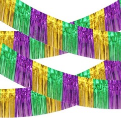Vibrant Metallic Fringe Garland 10ft for Parades & Party Decorations – 4 Pack