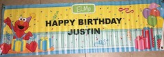 Elmo Happy Birthday JUSTIN Banner 18 inches width and 60 inches length